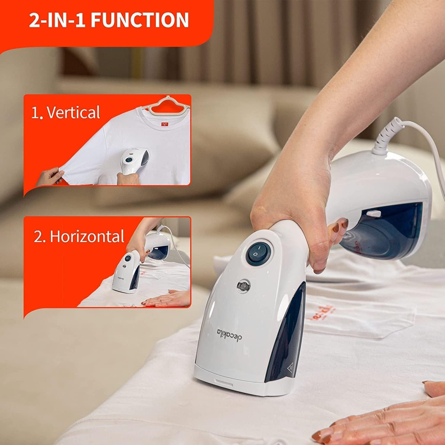 Portable Garment Steamer iron 200ml 25sec Steamer 12 min cinsistent steam Anti Calc System, Fabric Lint Remover and Universal Bottle Adaptor For Wrinkle Free & Santized Garment J41 \ E774366 - Image 6