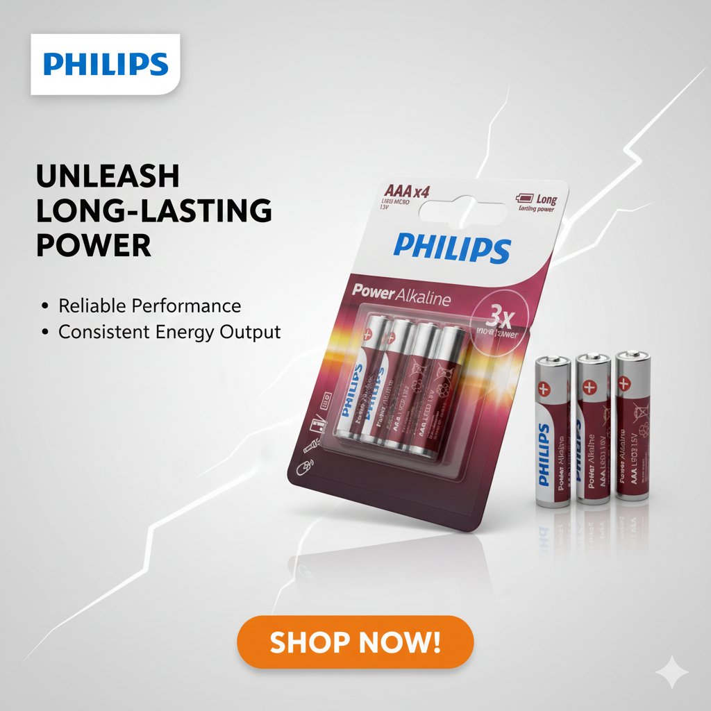 4-pack of Philips Power Alkaline AAA batteries C43 \ 8712581544041 - Image 1