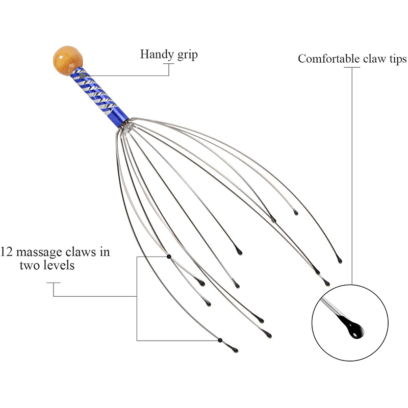 Octopus Head Massager Scratching Scalp Relaxation Relief Body Massager Scratcher Relieves Tension Health Care Tools Random -D23 \ D020362 - صورة 4