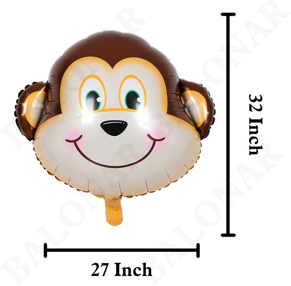 PartyCorp Animal Head Shaped Foil Balloons Jungle Theme Decoration Tiger Lion Monkey Zebra -Z67 \ D103130 - Image 9