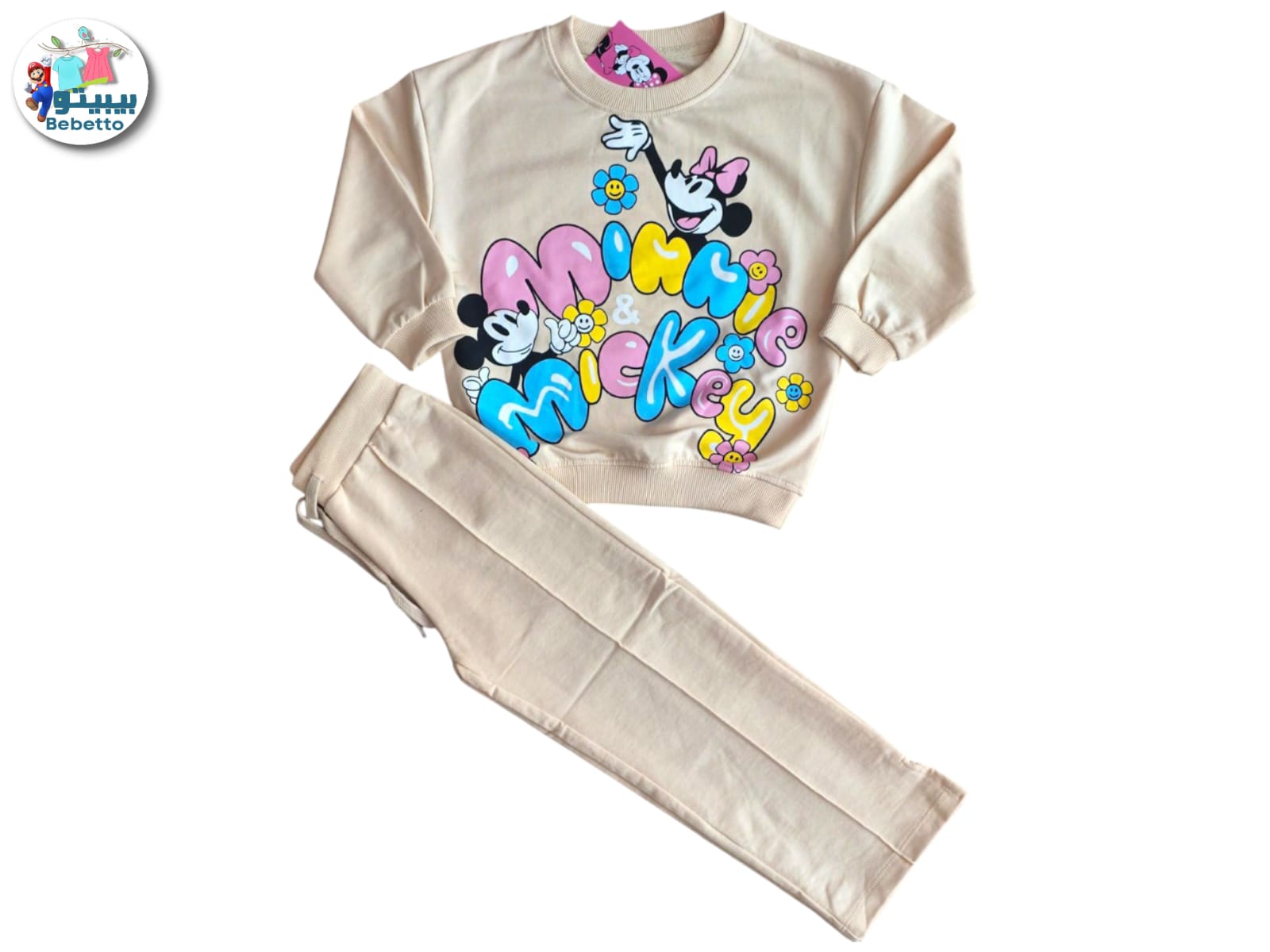 Bebetto girls' two-piece Minnie Mouse and Mickey Mouse sweatshirt and jogger set 1700E \ F1235331 - Image 1
