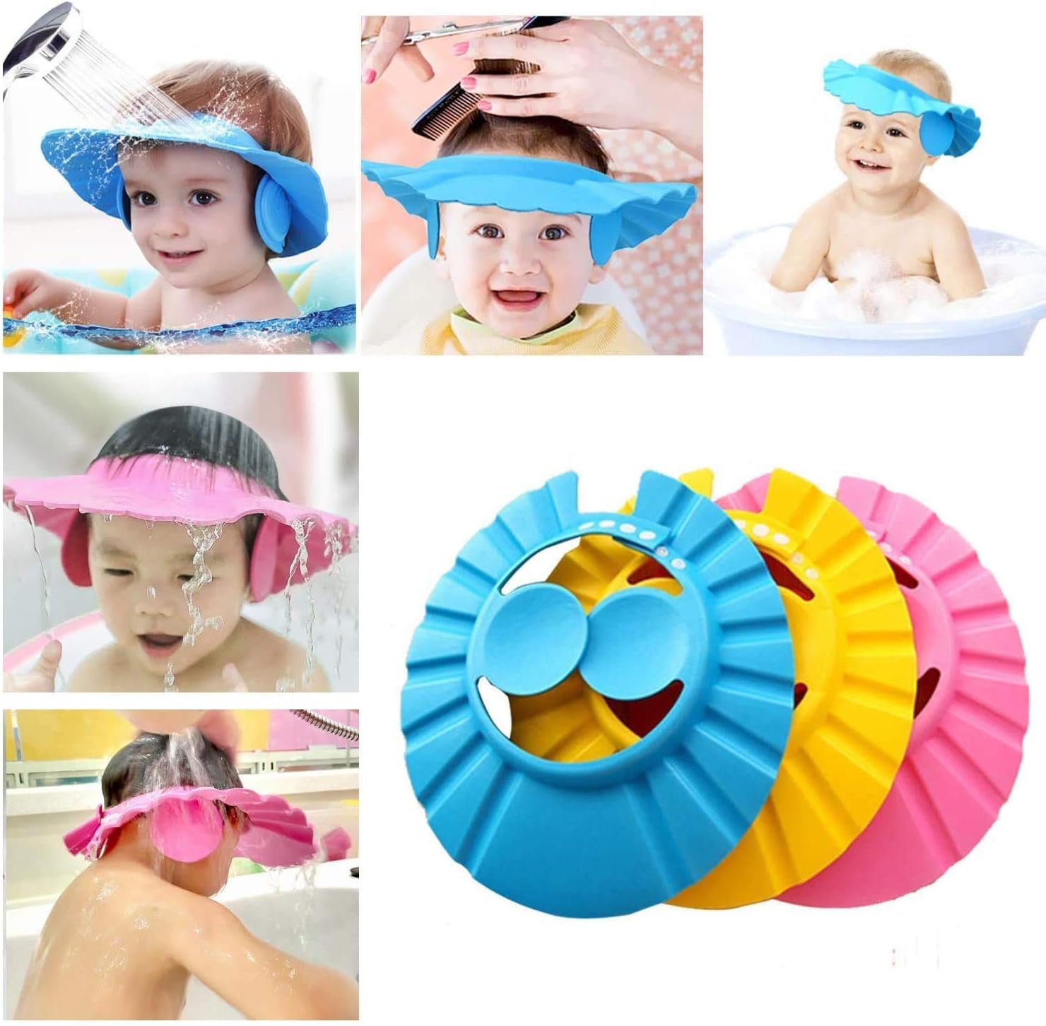  Hency Enterprises Safe Soft Bathing Baby Shower Cap Wash Hair Children Baby Eye Ear Protector Adjustable Leaves Shape Bathing Shower/Shamoo Cap (Multicolor) -D8 \ 8011005 - Image 4
