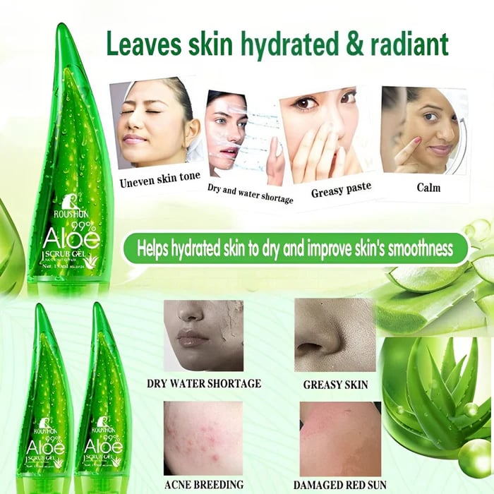 Roushun Facial Scrub Gel with Pure Aloe Vera 150ml F43 \ 6921199166534 - صورة 2