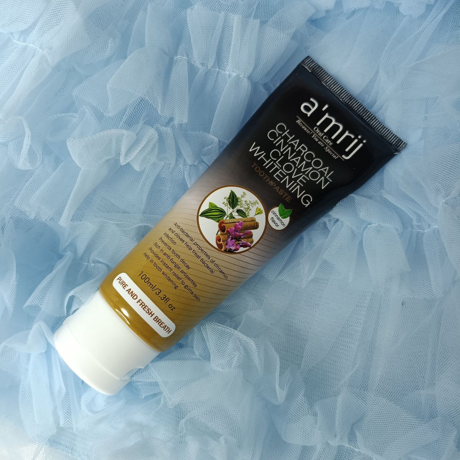A'MRIJ CHARCOAL CINNAMON CLOVE WHITENING  TOOTHPASTE 100ML E41 \ 5060453456378 - صورة 3
