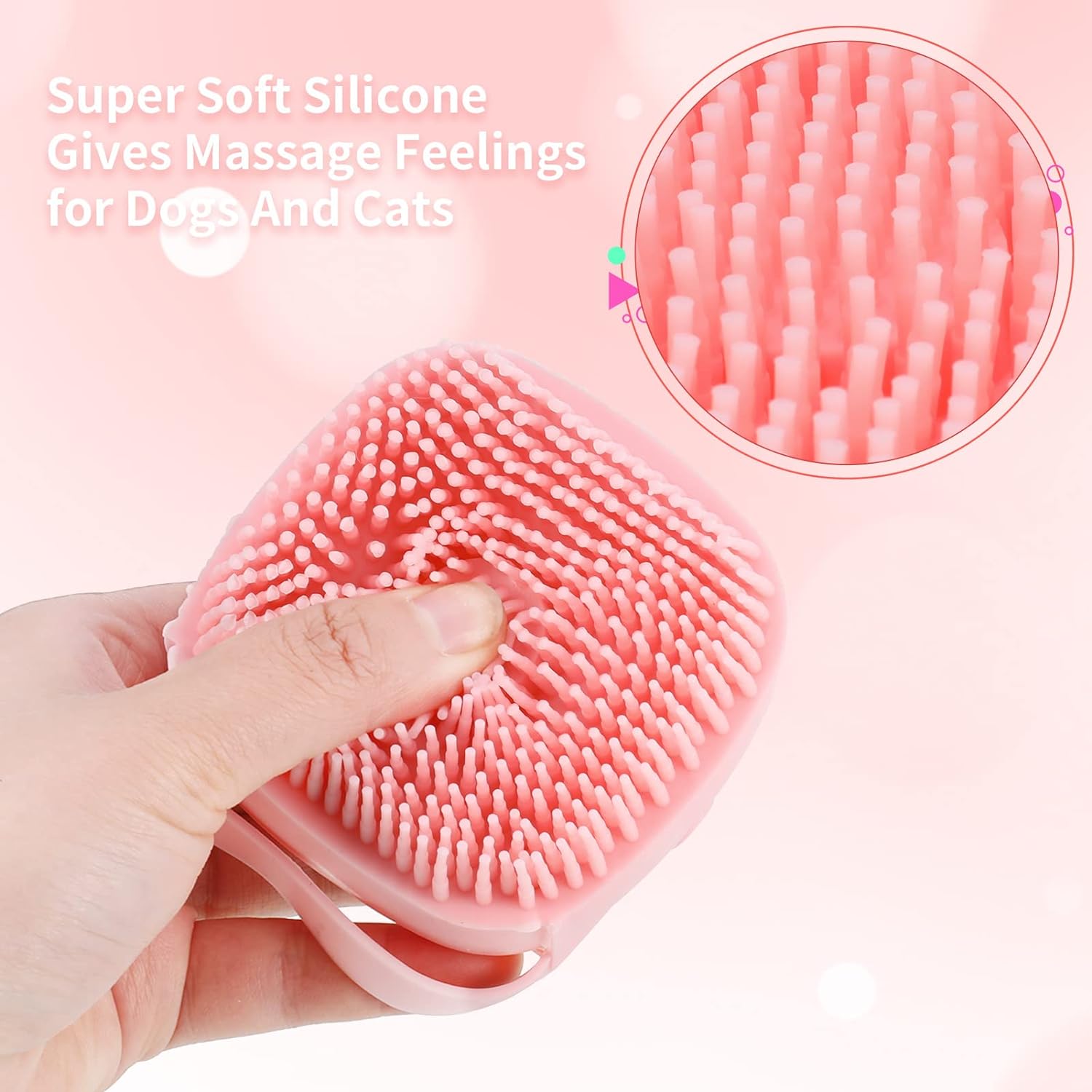 Pet Shampoo Brush Silicone Massage Rubber Bath Comb With Shampoo -A7 \ D805427 - صورة 5