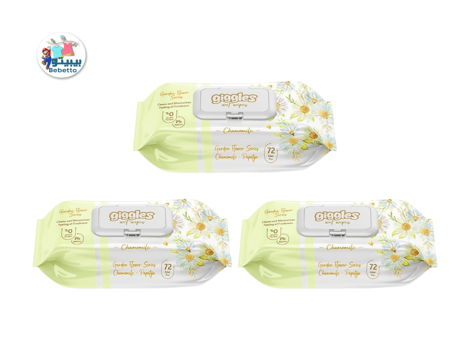 Giggles Wet Wipes Chamemile Garden Flower Series Chamomile Papatya 72 Adet Pcs F34 \ 8680131207411 - Image 2