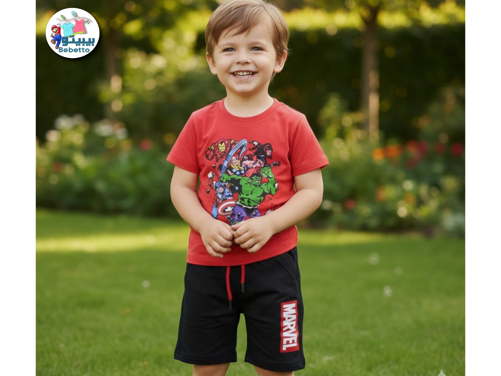 Marvel Avengers t-shirt and black shorts set 300D \ G114822 - Image 1