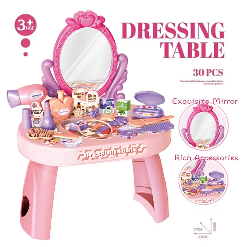 Beauty Dressing Table Dress Up Princess Children Pretend Play Girls Makeup House Toy Accessory Set Birthday Gift F9 \ 6920241092227 - Image 3
