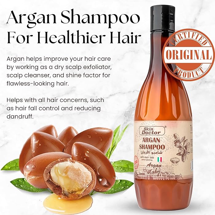 Moroccan Argan Oil Shampoo - Cold-Pressed Argan Oil to Help Moisturize, Soften & Strengthen Hair for Damaged & Dry Frizzy Hair - Anti Hair Loss - Extra hydrating 500ml B41 \ 8052742452182 - صورة 3