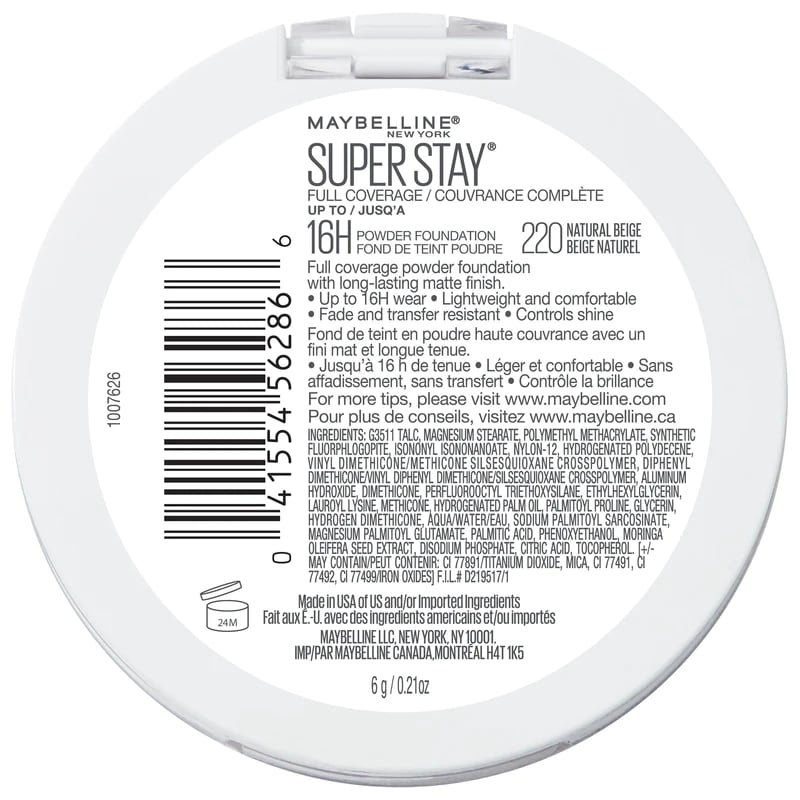 Maybelline New York Superstay Full Coverage Powder Foundation 6g 220 Natural Beige D42 \ 041554562866 - Image 9