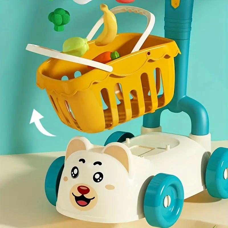  Kids' Mini Supermarket Shopping Cart, Baby Push Cart, Fruits Vegetables Cutting Game -C28 \ E543661 - Image 5