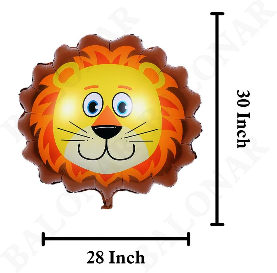 PartyCorp Animal Head Shaped Foil Balloons Jungle Theme Decoration Tiger Lion Monkey Zebra -Z67 \ D103130 - Image 6