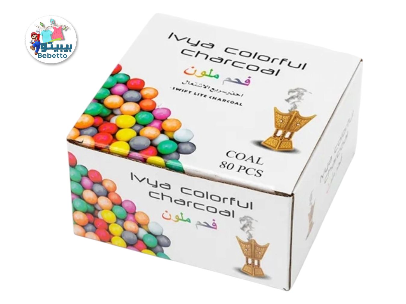 Lucky Round Fruit Wood 33mm 80pcs Outdoor Smokeless Portable Fast Burning Shisha Hookah Torch Charcoal -G41 \ 6998541812883 - Image 1