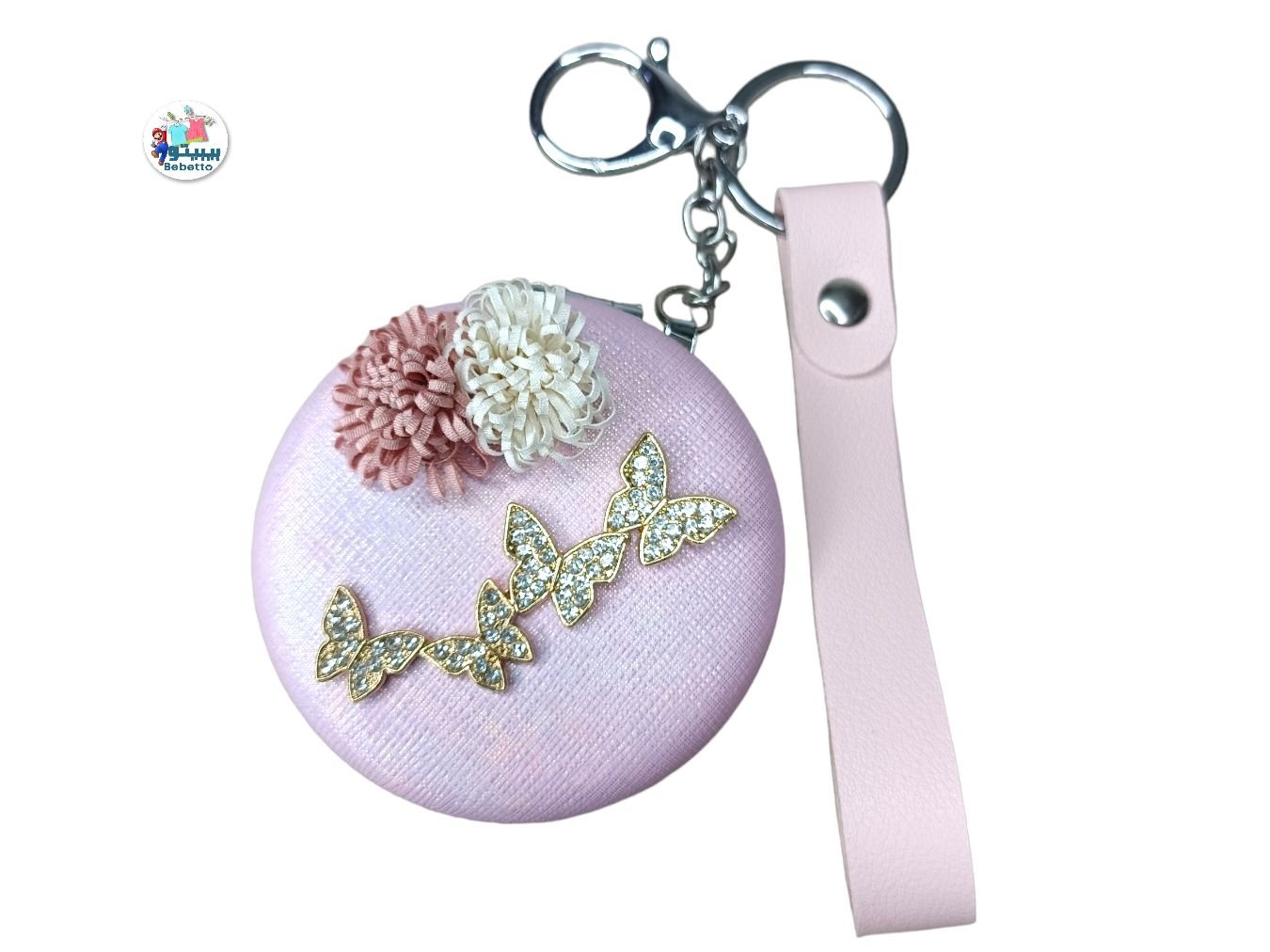 Fashion Mini round mirror Key Chain double faced folding cosmetic mirror Keychain portable Car Key Ring New Pendants Women Bag Pendant -D19 \ E0211621 - Image 1