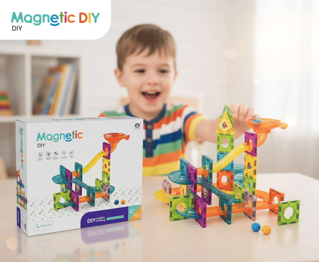 DIY: Magnetic Tiles Marble Run 47pcs set F18 \ F1219280 - Image 1
