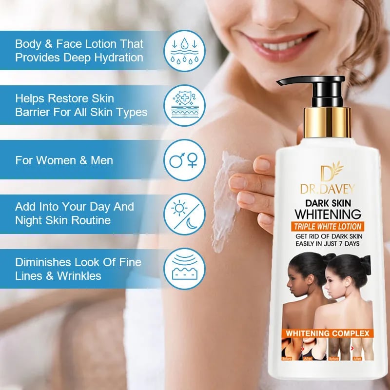 DR.DAVEY Private label dark skin whitening lotion is an effective white lotion to lighten and brighten the skin 500ml D8 \ 6921199124138 - Image 4