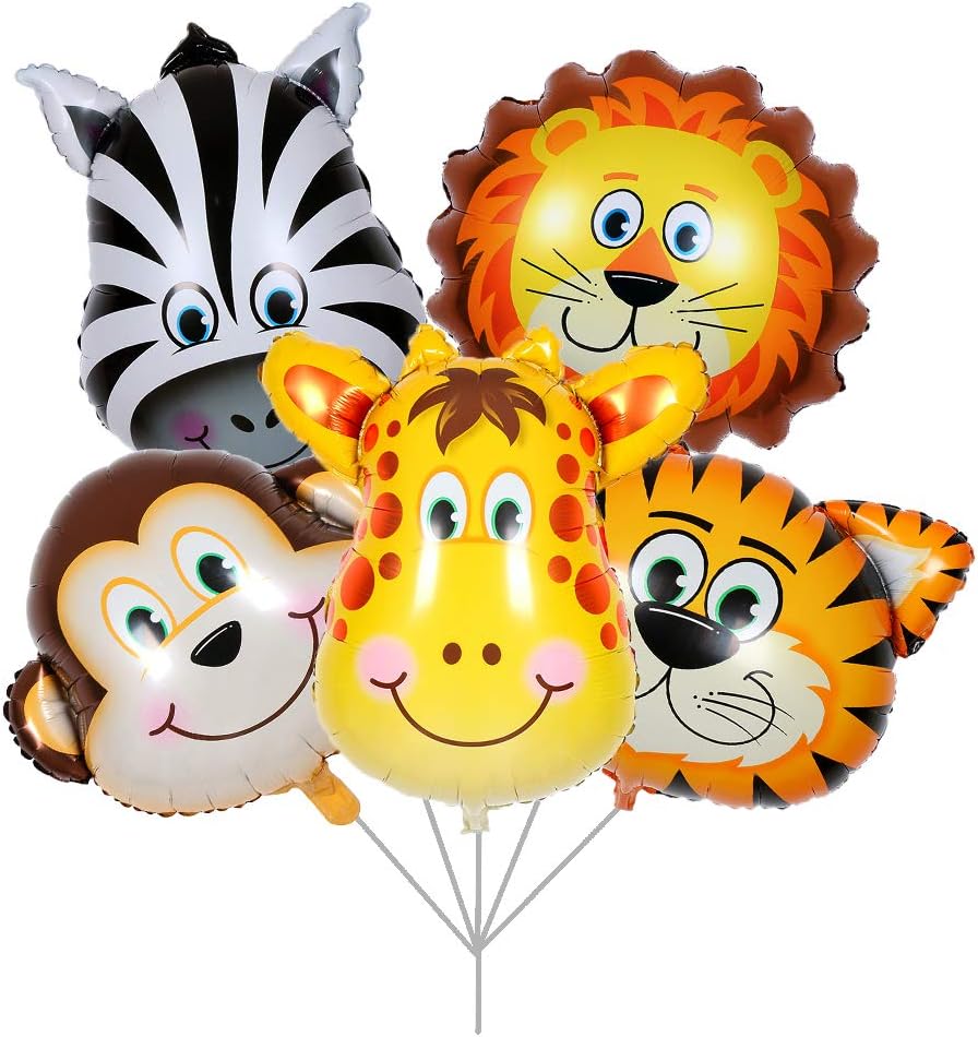 PartyCorp Animal Head Shaped Foil Balloons Jungle Theme Decoration Tiger Lion Monkey Zebra -Z67 \ D103130 - Image 2