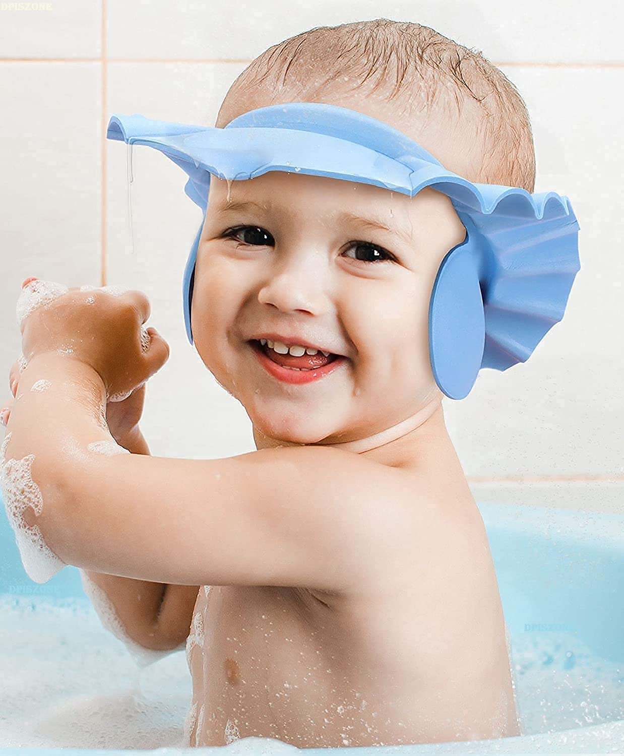  Hency Enterprises Safe Soft Bathing Baby Shower Cap Wash Hair Children Baby Eye Ear Protector Adjustable Leaves Shape Bathing Shower/Shamoo Cap (Multicolor) -D8 \ 8011005 - Image 8
