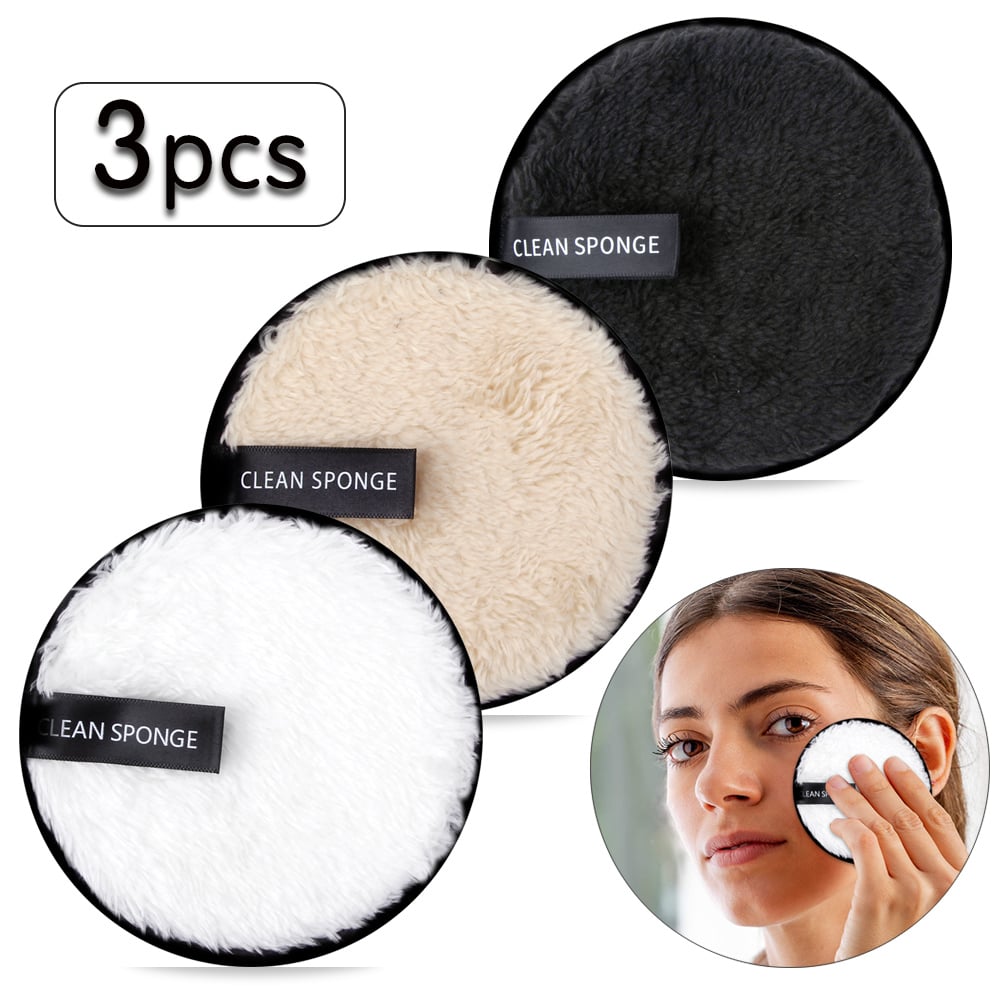 3Pcs Reusable Makeup Remover Pads Cotton Wipes Microfiber Cosmetics Washable Make Up Towel Face Cleansing Sponge Skin Care Tools -D19 \ 6926641003443 - Image 2