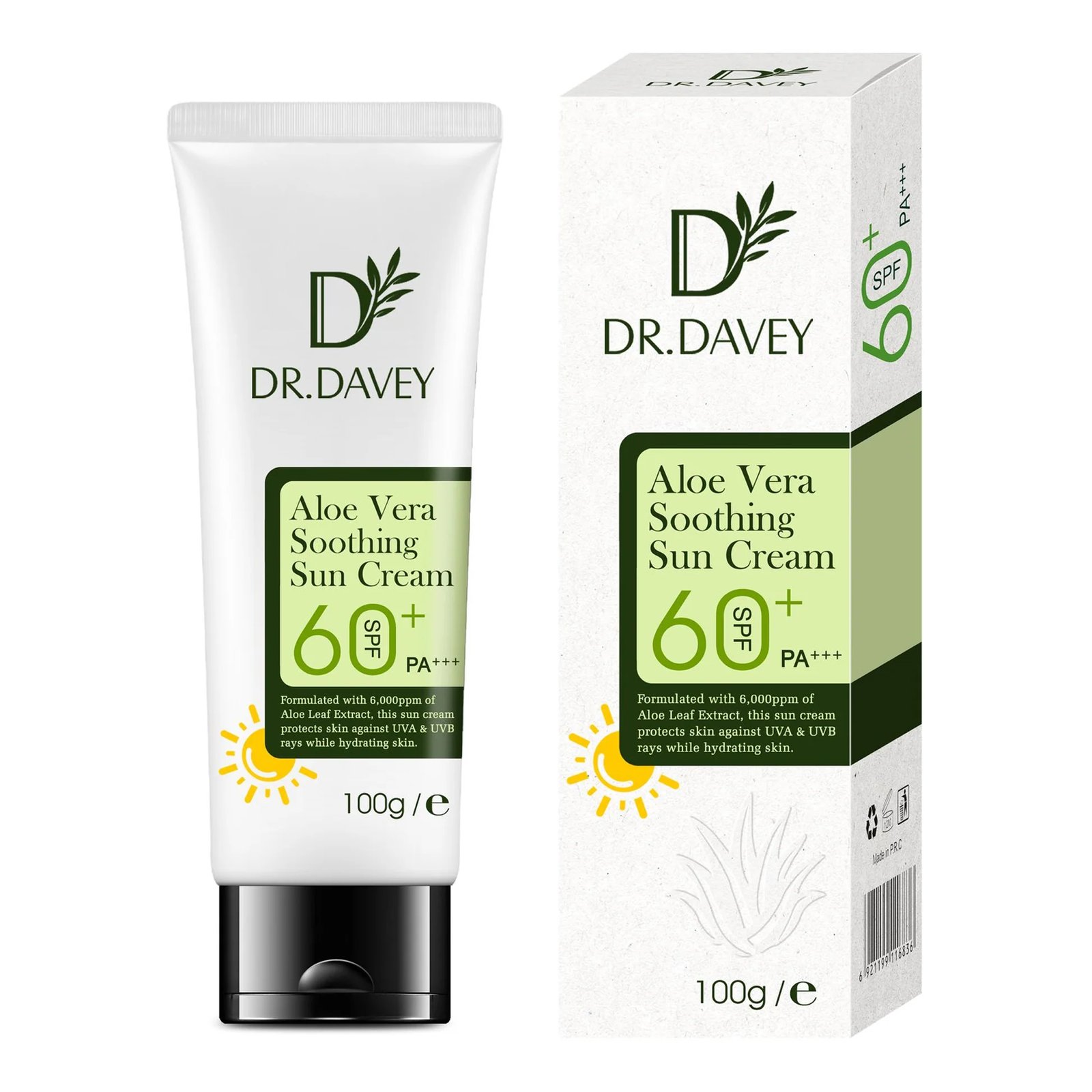 Roushun 100ml Sunscreen Cream With SPF60+ PA+++ Aloe and Mineral Ingredients Provides D42 \ 6921199116836 - Image 1