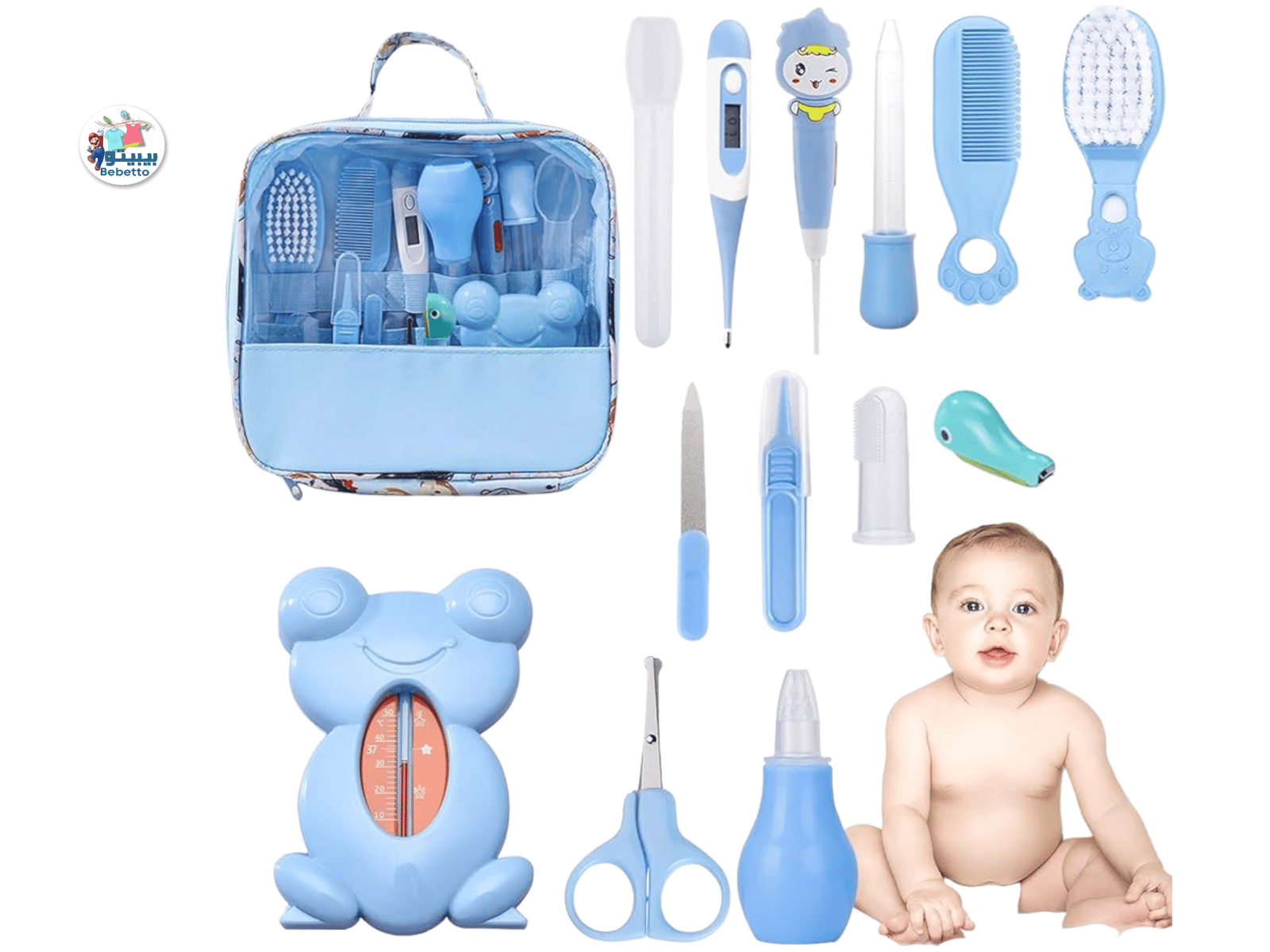 Baby Care Set, 13-Piece Nail Care Set, Baby Care Accessories, Baby First Equipment Newborn Includes Thermometer, Nasal Aspirator, Comb, Nail Scissors B18 \ D12291005 - Image 1