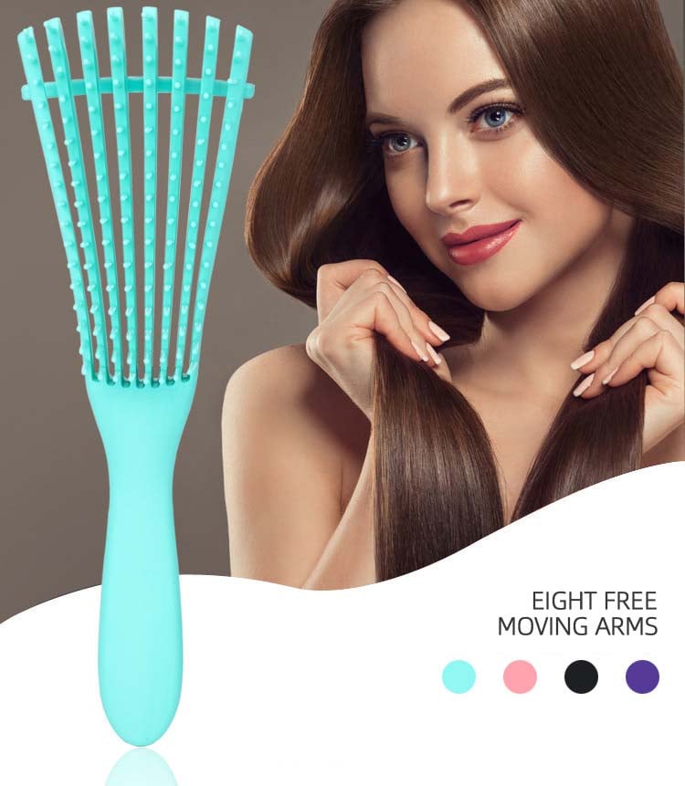 Natural Hair Detangler Brush 8 Rows Vent Detangling Brush For African America 3a To 4c Kinky Wavy Curly Coily Wet Dry Hair -F32 \ D010696 - Image 6