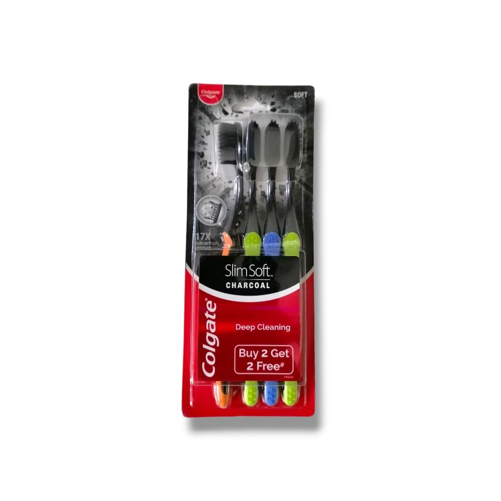 Colgate Slim Soft Charcoal Toothbrush 17x Slimmer Soft Tip Bristles Buy 2 Get 2  G42 \ 8901314517999 - Image 2