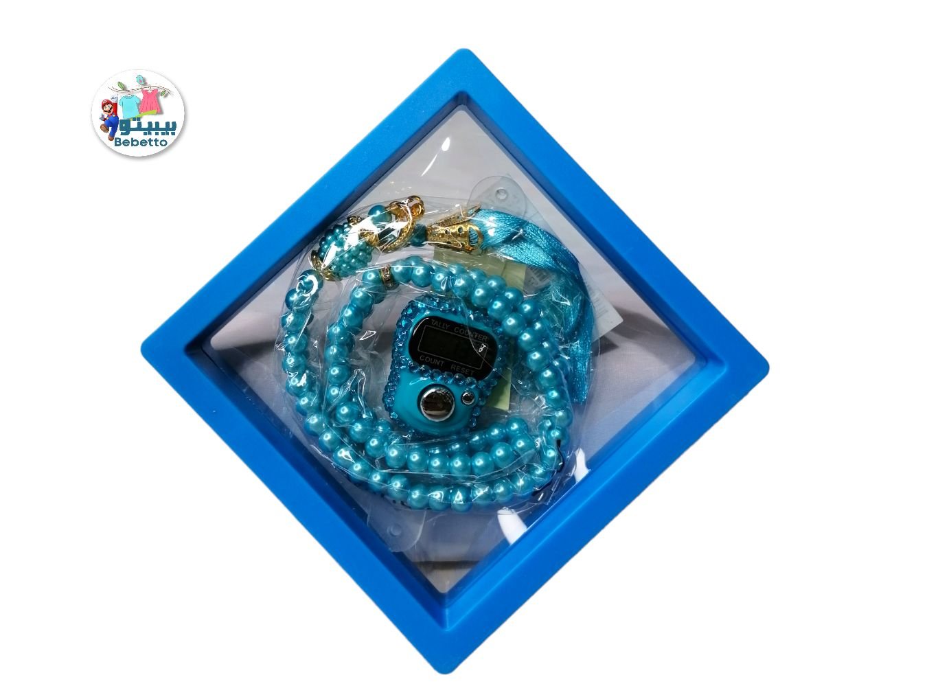 Religious Glass Pearl Worry Beads Digital Finger Tally Counter with Box Prayer Rosary Tasbih Islamic for Wedding Eid Gift -D17 \ E0207657 - Image 1
