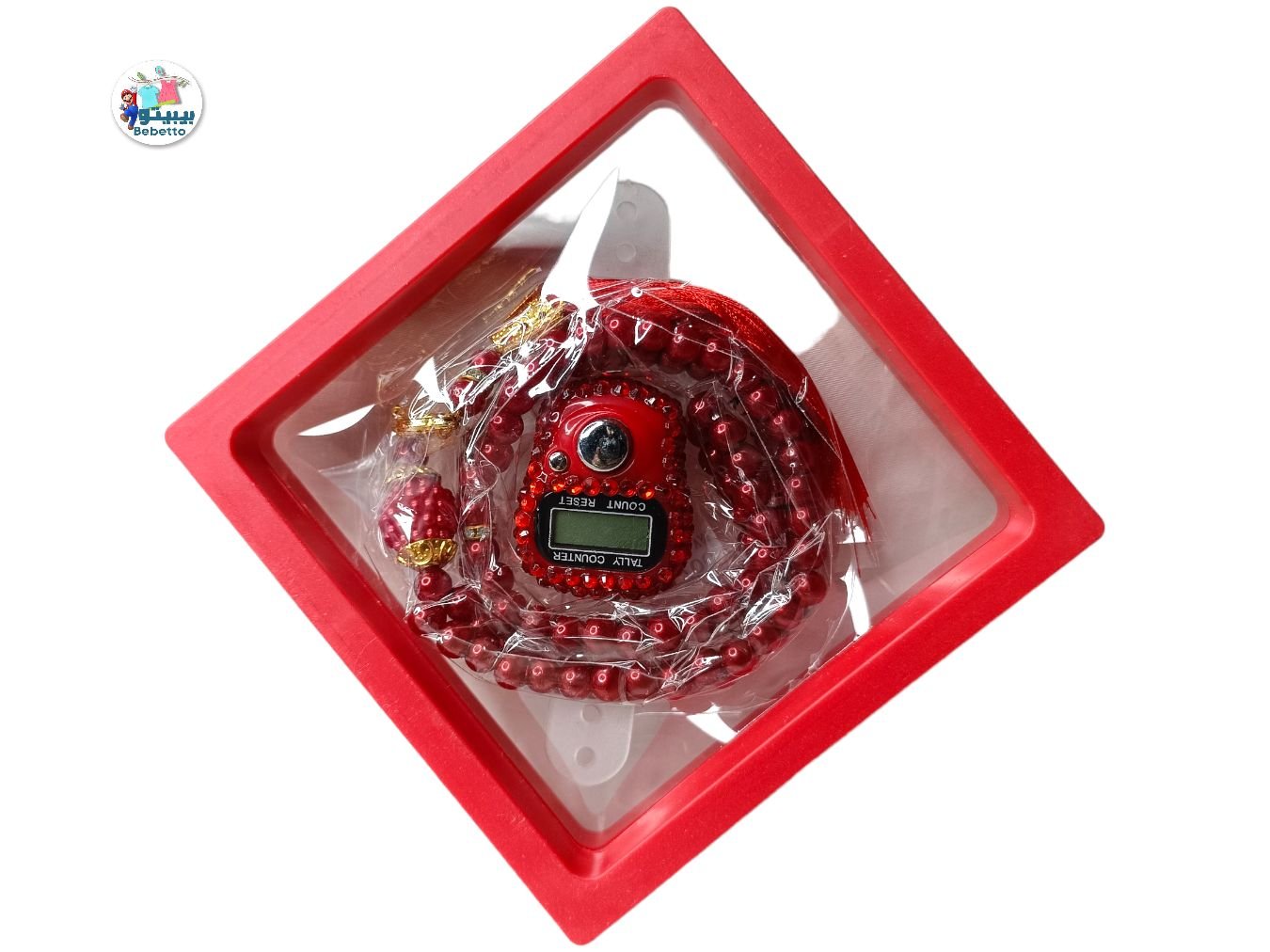 Religious Glass Pearl Worry Beads Digital Finger Tally Counter with Box Prayer Rosary Tasbih Islamic for Wedding Eid Gift -D17 \ E0207657 - Image 1