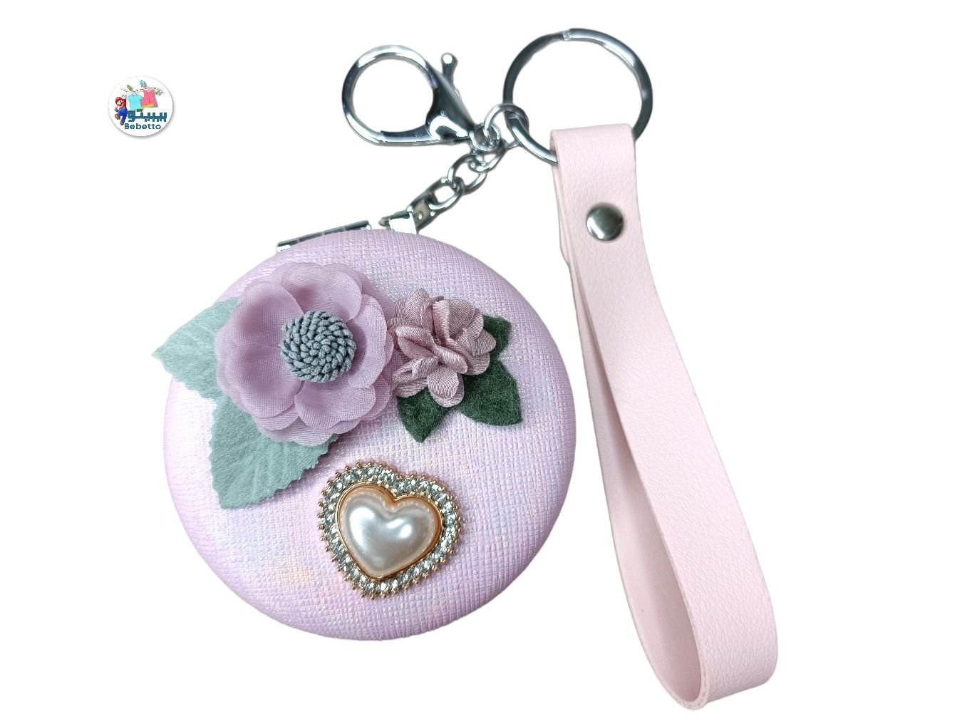 Fashion Mini round mirror Key Chain double faced folding cosmetic mirror Keychain portable Car Key Ring New Pendants Women Bag Pendant -D19 \ E0211621 - Image 2