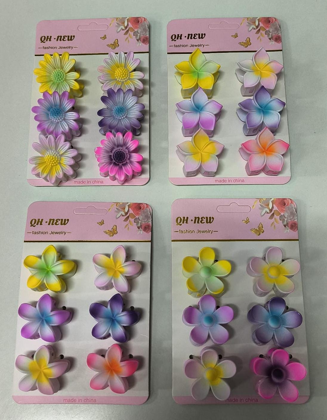 colorful plastic plumeria flower hair claw clips F27 \ G020580 - صورة 1