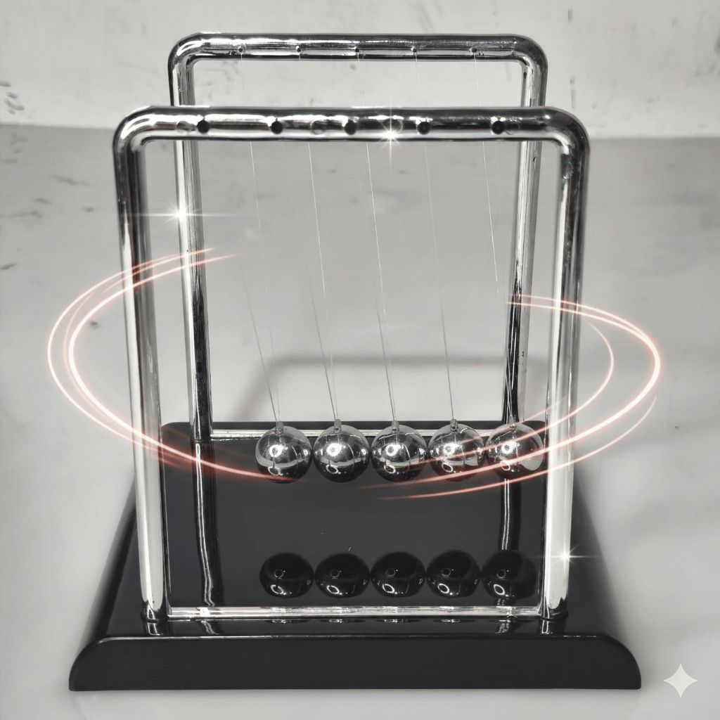 Newton's Cradle (also known as balance balls), a classic physics desk toy C15 \ G011577 - Image 1