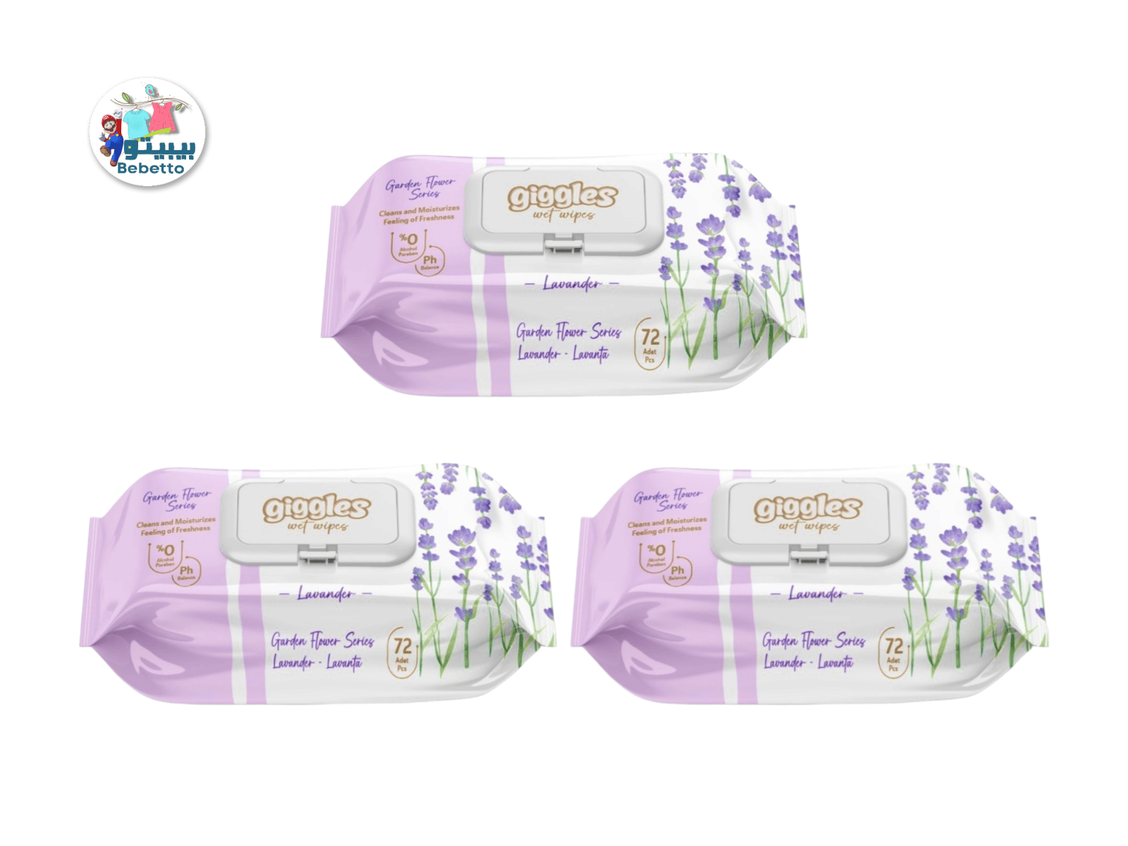 Giggles Wef Wipes Lavansfer Garden Flower Series Lavander Laventa 72 Adet Pcs -F32 \ 8680131207428 - Image 1