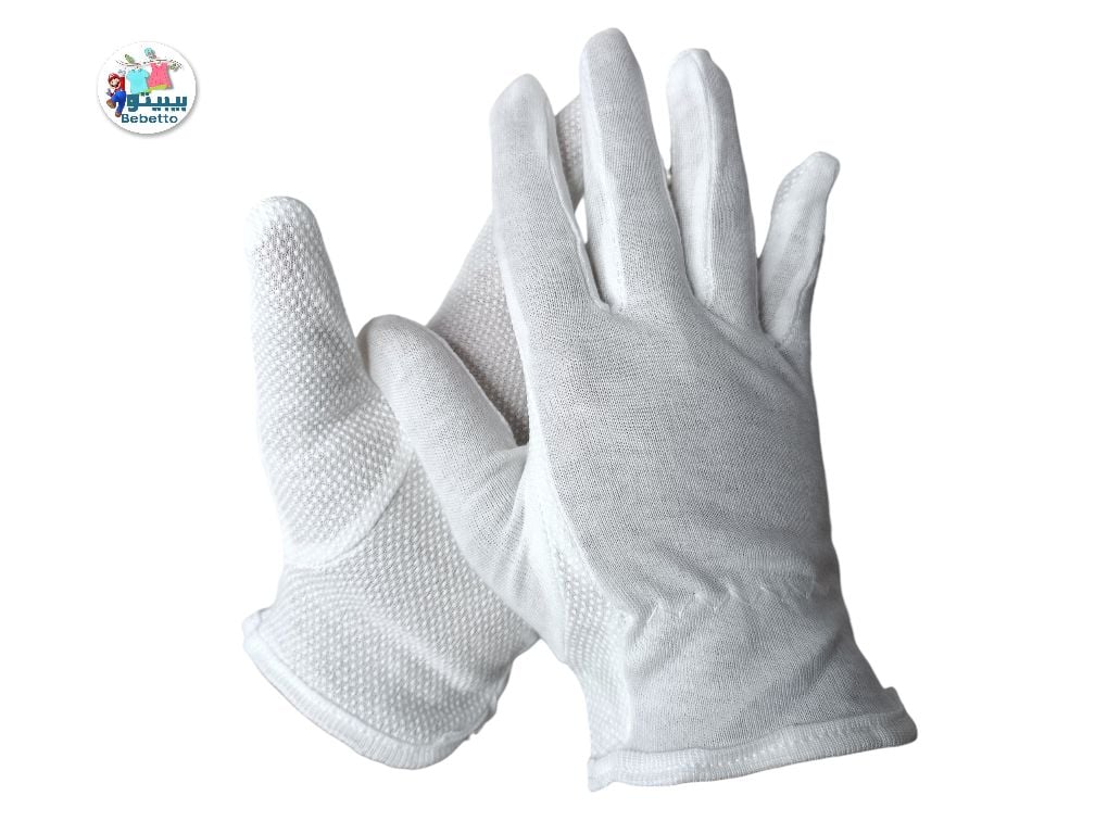 Women's White Hand Cotton Gloves 1300B \ E110477 - Image 1