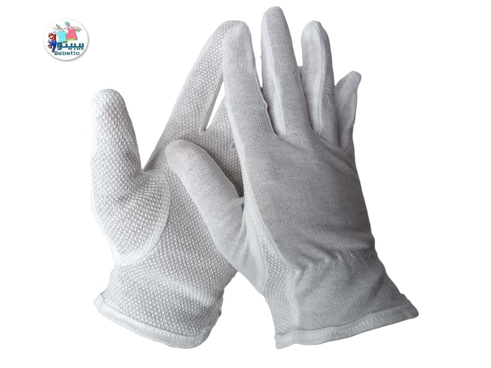 Women's White Hand Cotton Gloves 1300B \ E110477 - Image 3
