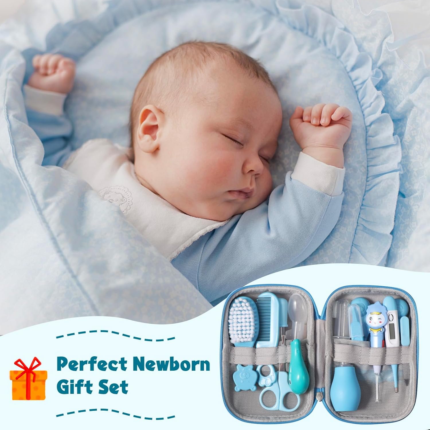Baby Care Set, 13-Piece Nail Care Set, Baby Care Accessories, Baby First Equipment Newborn Includes Thermometer, Nasal Aspirator, Comb, Nail Scissors B18 \ D12291005 - Image 6