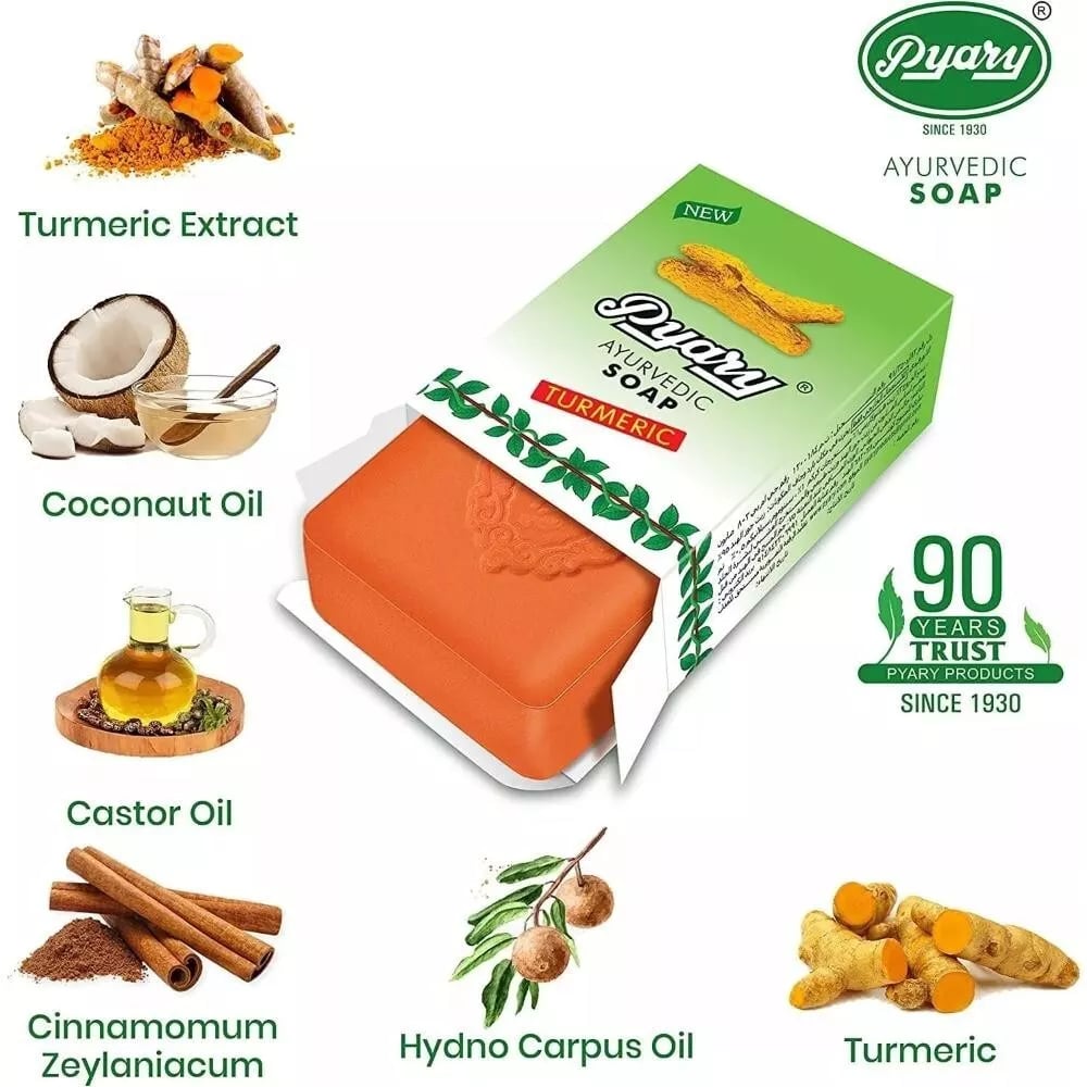 Pyary Turmeric Ayurvedic Soap 75gm E42 \ 8908000105010 - Image 3