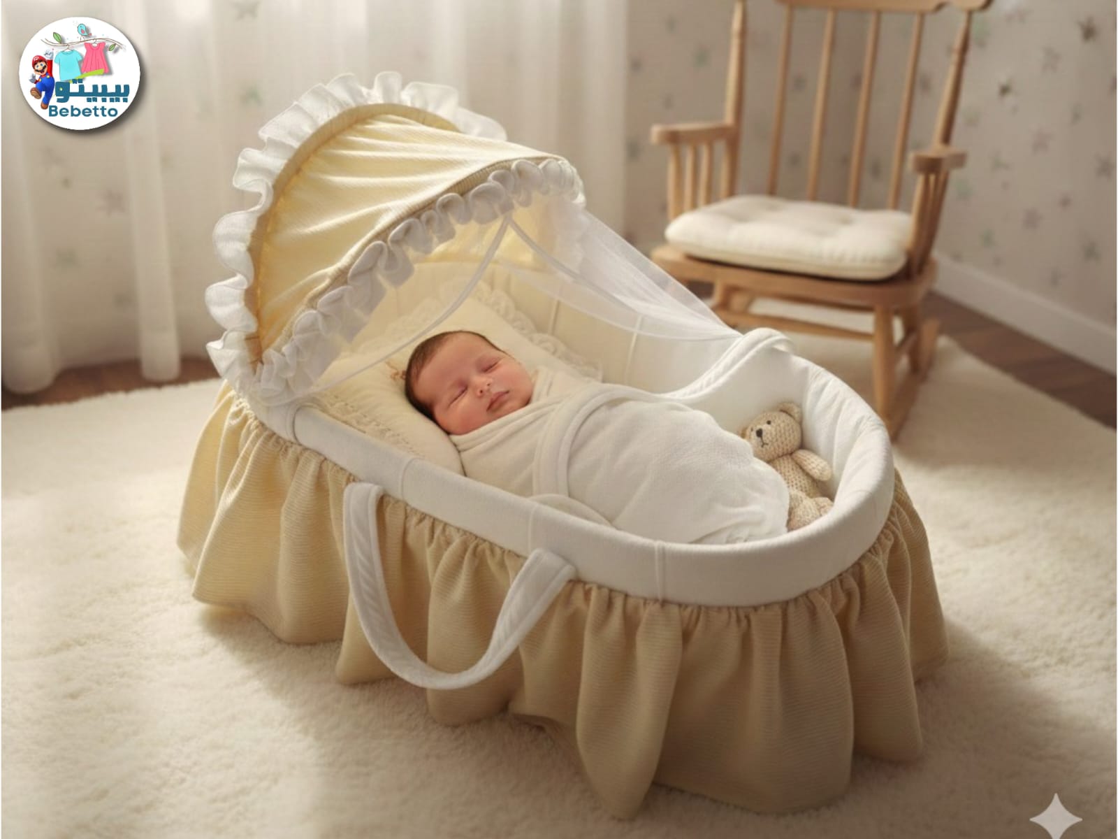Cambrass Moses Basket with Frills and Hood Z53 \ G018534 - Image 3