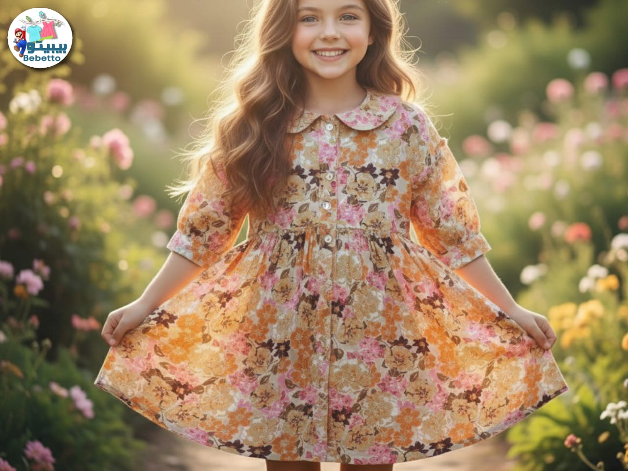 Girl wearing a floral dress 900D \ F1226346 - Image 1