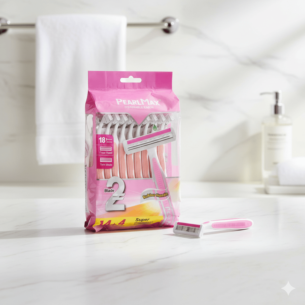 Pearl Max Pink 2 Twin Blade Disposable Shaving Razors for Women K41 \ 6970210066896 - Image 1