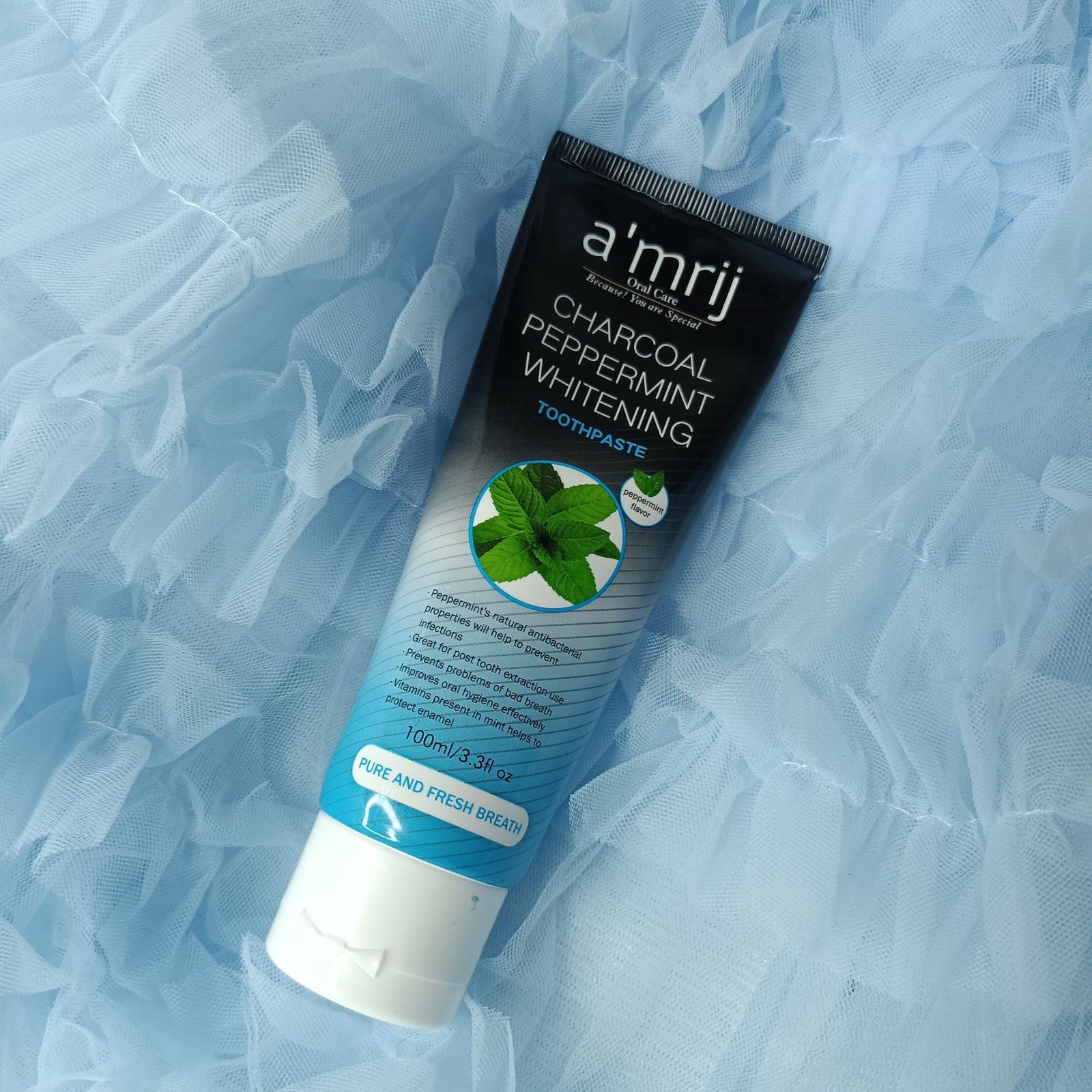 A'MRIJ CHARCOAL PEPPERMINT WHITENING TOOTHPASTE  100ML E41 \ 5060453456385 - Image 3