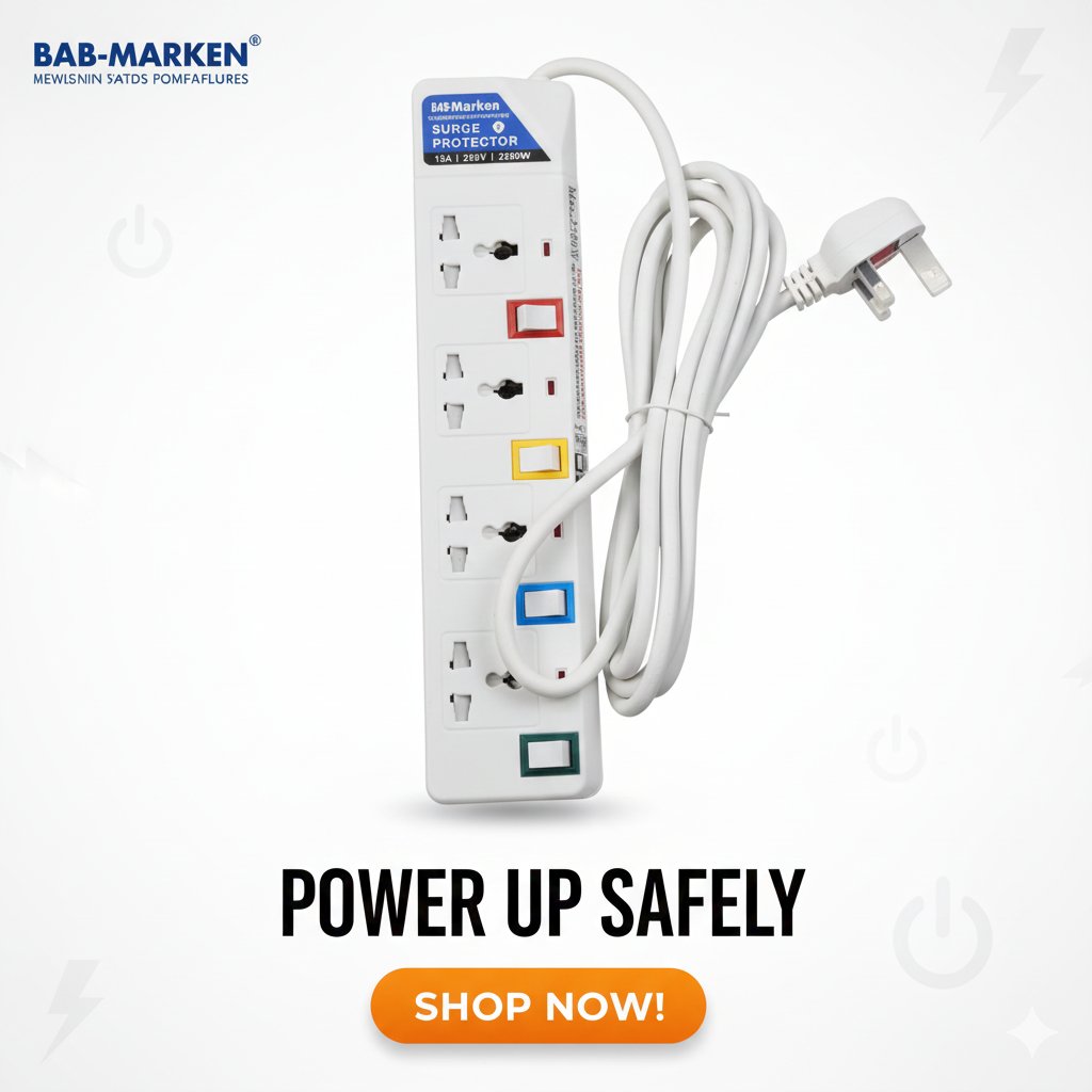 BAS-Marken universal electric extension cord and surge protector J41 \ F1211192 - Image 1