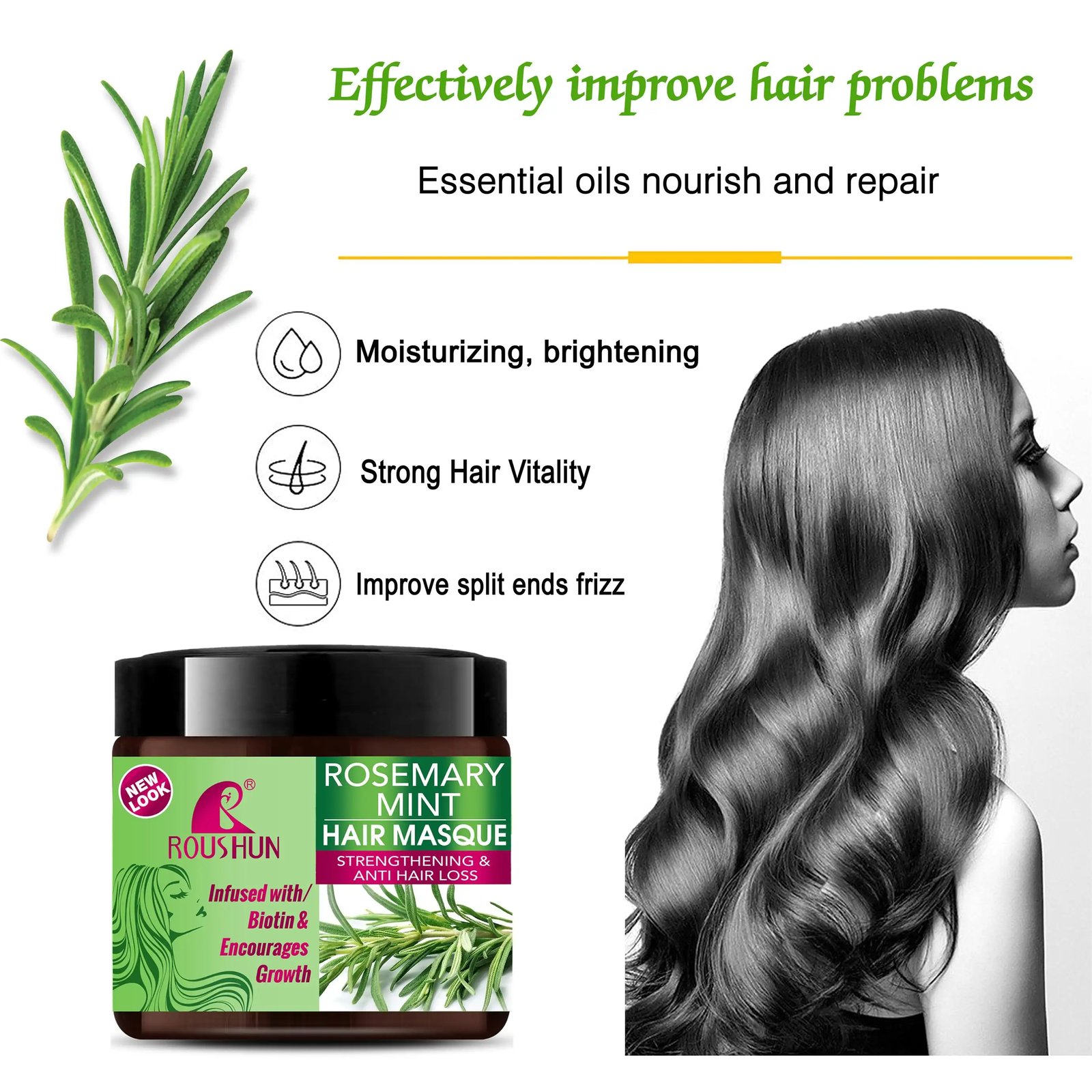 ROSEMARY MINT HAIR MASQUE STRENGTHENIN & ANTI HAIR LOSS 500ML E41 \ 6921199127184 - Image 3