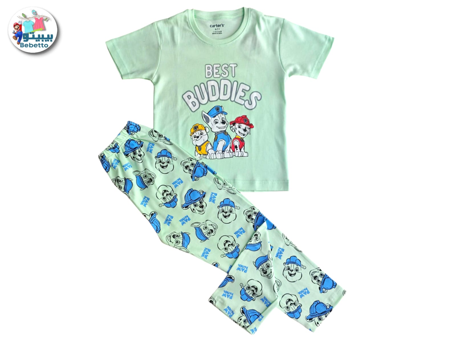 Carter's Paw Patrol two-piece pajama set featuring Chase, Rubble, and Marshall. 600B \ G223540 - Image 1