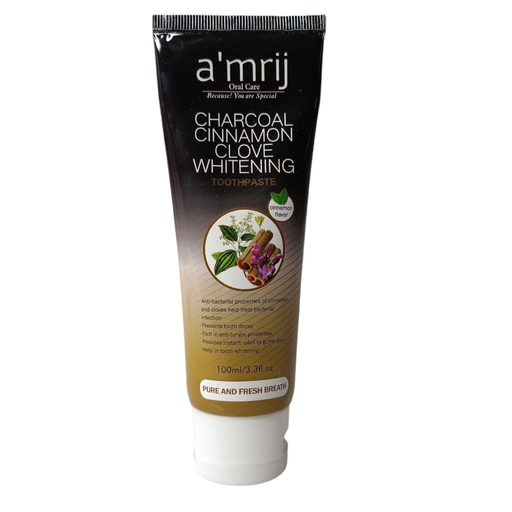 A'MRIJ CHARCOAL CINNAMON CLOVE WHITENING  TOOTHPASTE 100ML E41 \ 5060453456378 - صورة 2