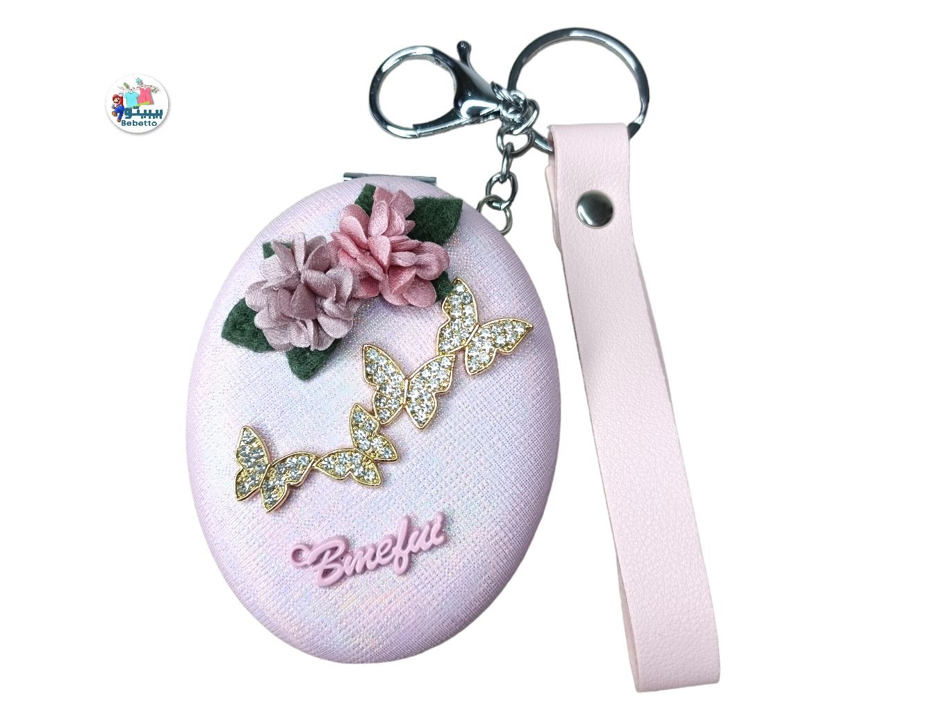 Fashion Mini round mirror Key Chain double faced folding cosmetic mirror Keychain portable Car Key Ring New Pendants Women Bag Pendant C4 \ E0211622 - Image 2
