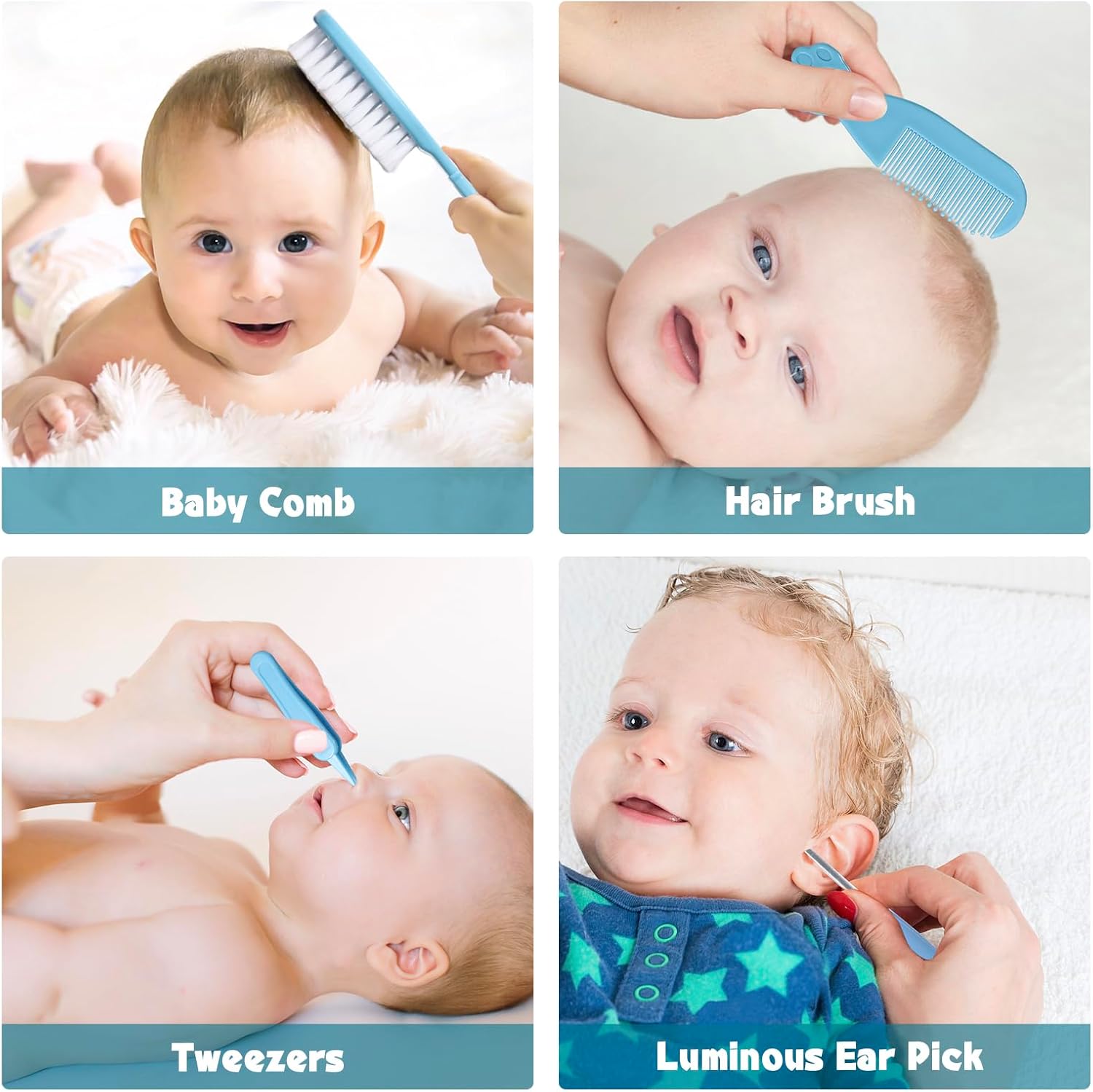 Baby Care Set, 13-Piece Nail Care Set, Baby Care Accessories, Baby First Equipment Newborn Includes Thermometer, Nasal Aspirator, Comb, Nail Scissors B18 \ D12291005 - Image 4
