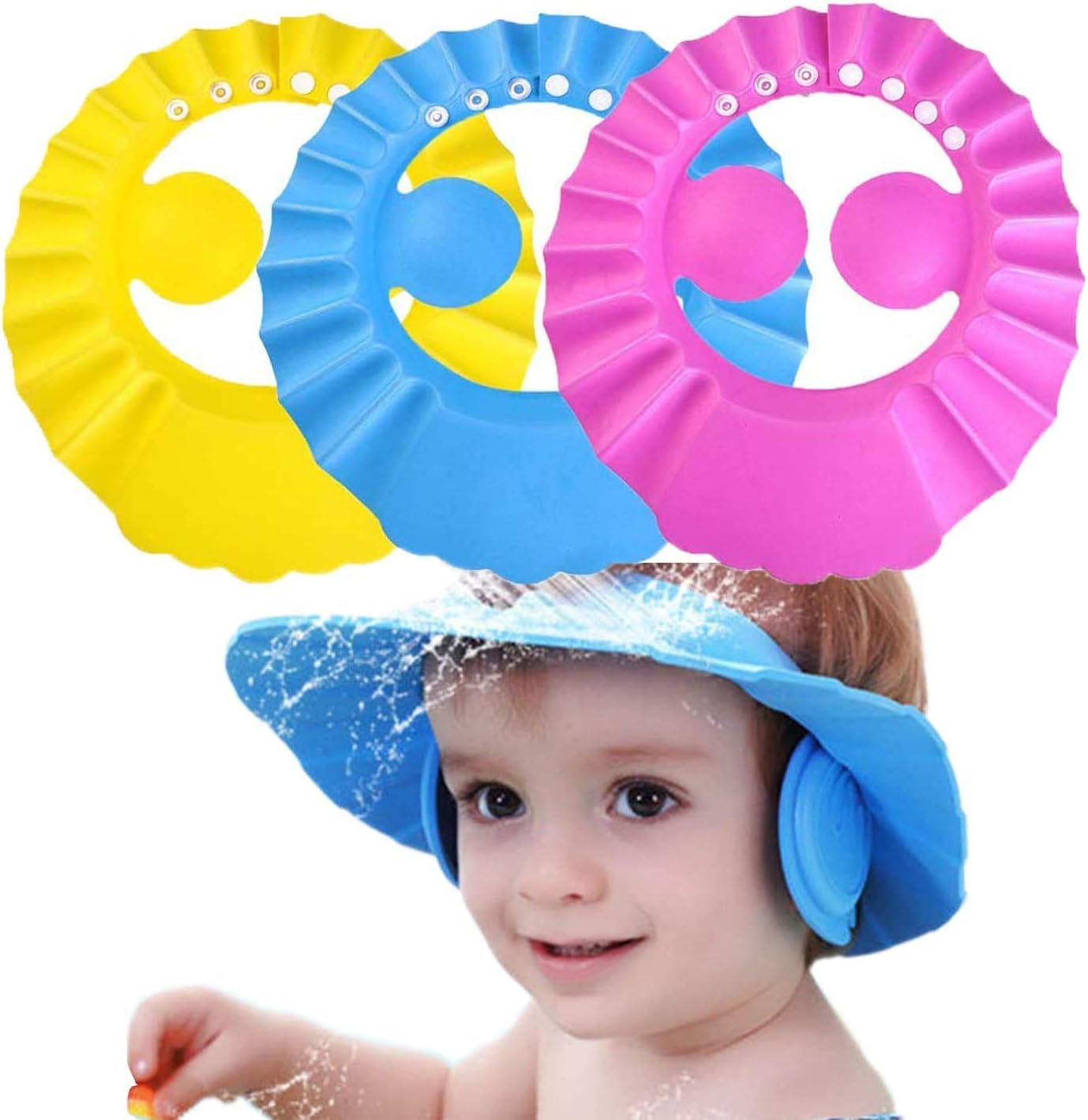  Hency Enterprises Safe Soft Bathing Baby Shower Cap Wash Hair Children Baby Eye Ear Protector Adjustable Leaves Shape Bathing Shower/Shamoo Cap (Multicolor) -D8 \ 8011005 - Image 3