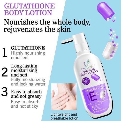 Dr. Davey Glutathione Body Lotion Hyaluron Vitamin E 500ml C44 \ 6921199120475 - Image 3