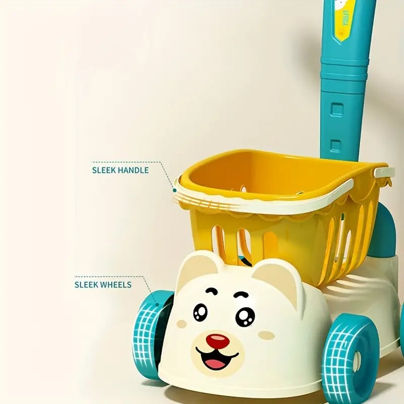  Kids' Mini Supermarket Shopping Cart, Baby Push Cart, Fruits Vegetables Cutting Game -C28 \ E543661 - Image 4